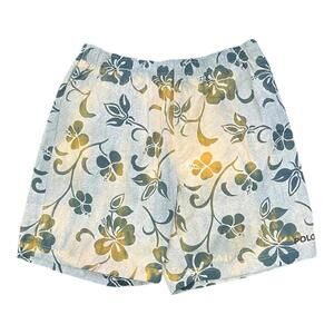 Vintage Polo Sport Mens Hawaii Blue White Yellow Lined Shorts Swim Trunks Size L